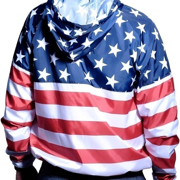 American Summer Mens Full zipper Patriotic hoodie jacket sizes T21 - Picture 2 of 2